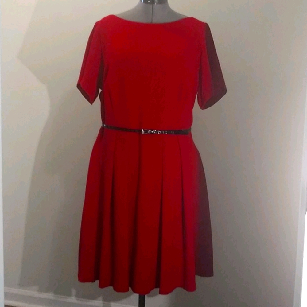 Julian Taylor Red Belted Party Dress SZ 18w